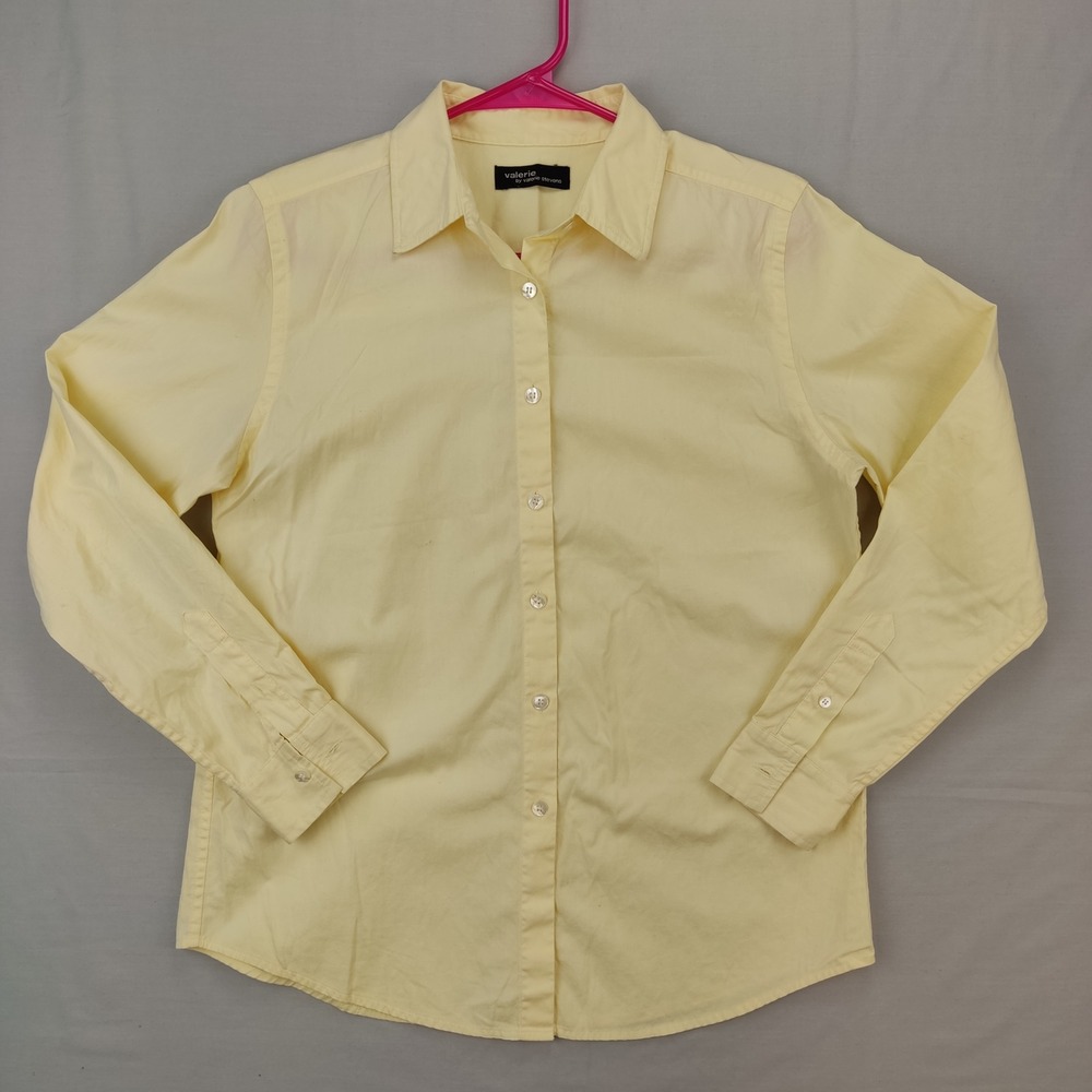Valerie by Valerie Stevens Button Down Women M Yellow Long Sleeve Blouse Classic